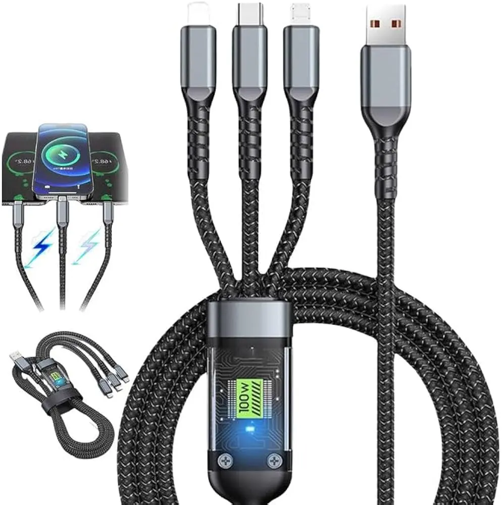 3 In 1 USB Fast Charging Cable – Type-C, Micro USB & Lightning | Digital Gallery Kalapara